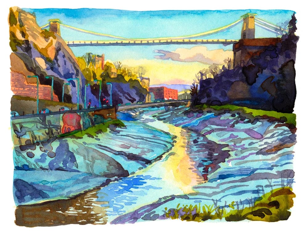 Print 42x30cm / A3 Giclee Print "Cycling Back from Pill" homeware shops bristol gift shops bristol Abigail McDougall