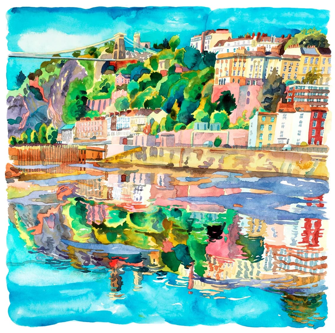 Print 50x50cm Giclee Print "Bristol Full Summer" homeware shops bristol gift shops bristol Abigail McDougall