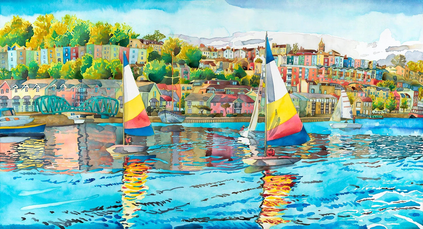 Print 70x35cm Giclee Print "Sailing Hotwells Blue homeware shops bristol gift shops bristol Abigail McDougall