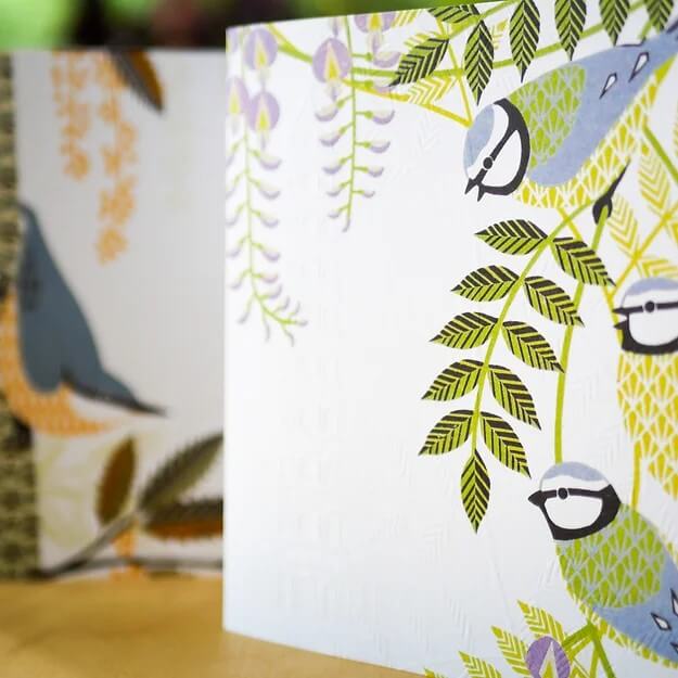 Blue Tits (Embossed) - Greetings Card homeware shops bristol gift shops bristol Ash Leaf Printmaking