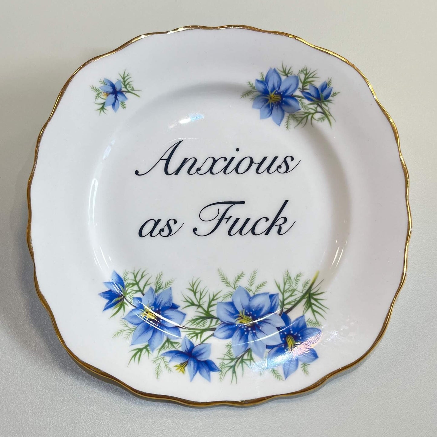 ceramics D Decorative Wall Plate - Anxious as F*ck (various styles) homeware shops bristol gift shops bristol Beau & Badger