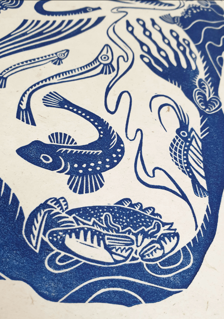Print The Rock Pool Original Linocut Print homeware shops bristol gift shops bristol Becca Thorne Illustration