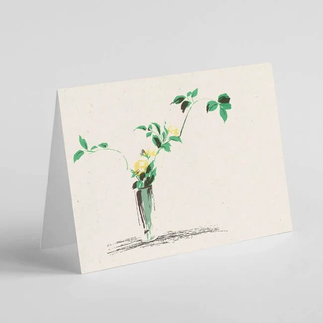 Greetings Card Ikebana with China Aster - Greeting Card homeware shops bristol gift shops bristol Ben Rogers Prints