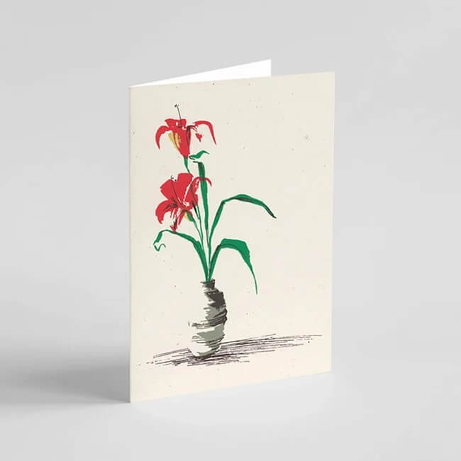 Greetings Card Ikebana with Orange Lilly - Greeting Card homeware shops bristol gift shops bristol Ben Rogers Prints
