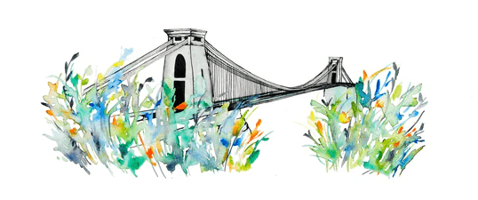 Print 40.5 x 19cm Giclee Print of Bristol Tropical Bridge homeware shops bristol gift shops bristol Carla James