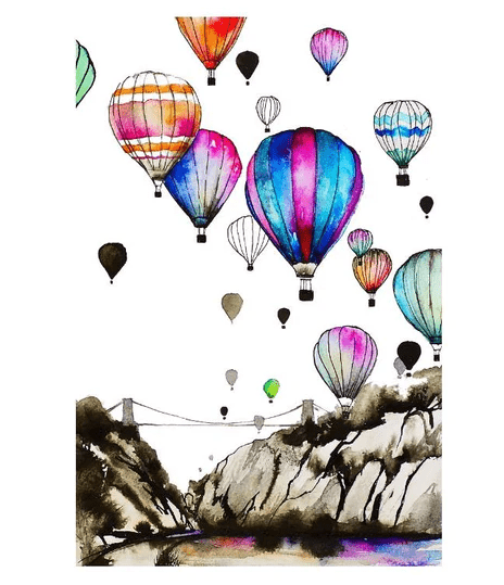 Print A3 Giclee Print of Bristol Hot Air Balloons homeware shops bristol gift shops bristol Carla James