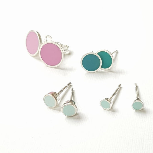 Clare Lloyd Earrings Colour Dot Stud Earrings - Various Colours