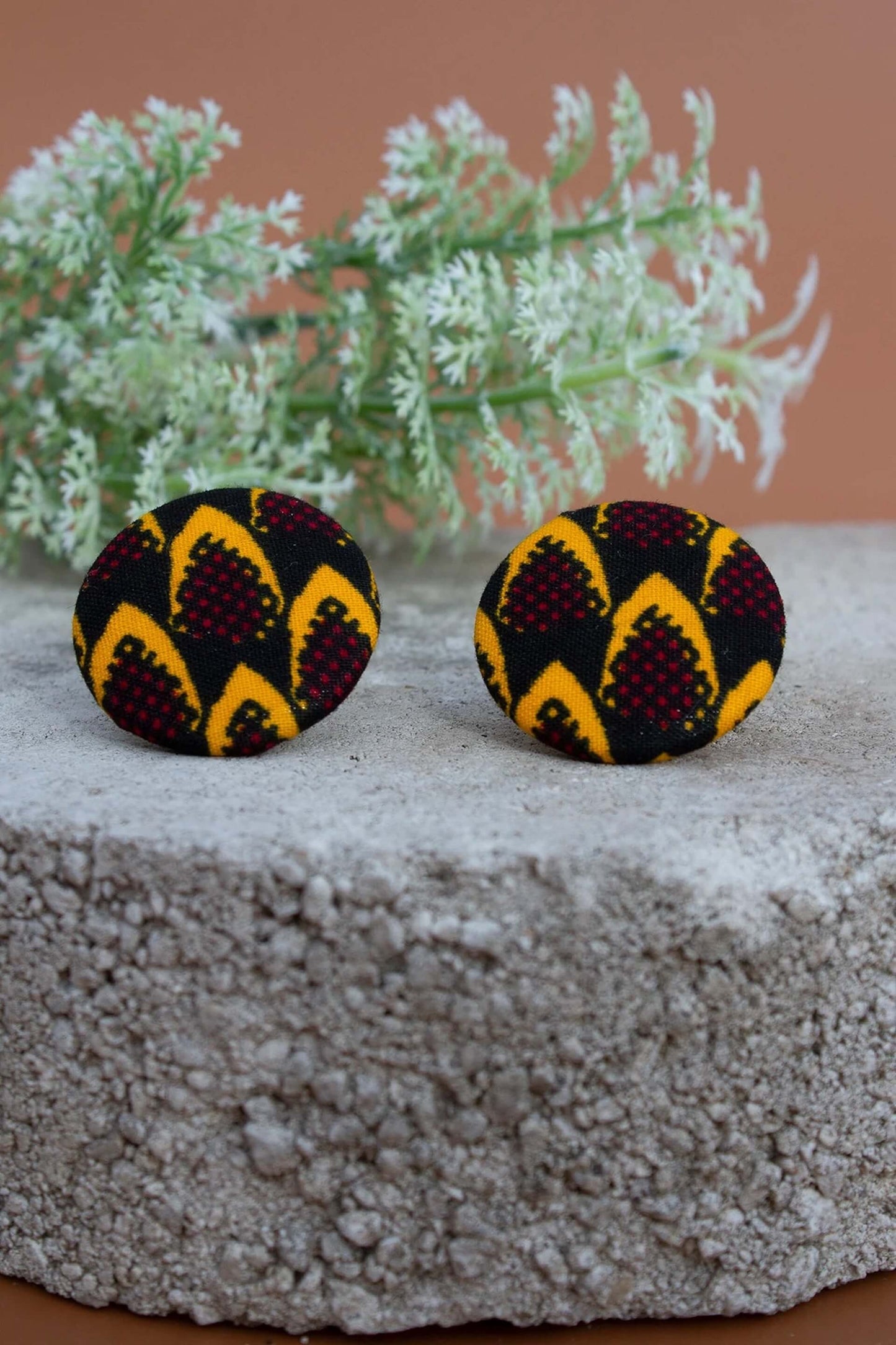 Cultureville Earrings Vero Button Earrings - African Print (two size)