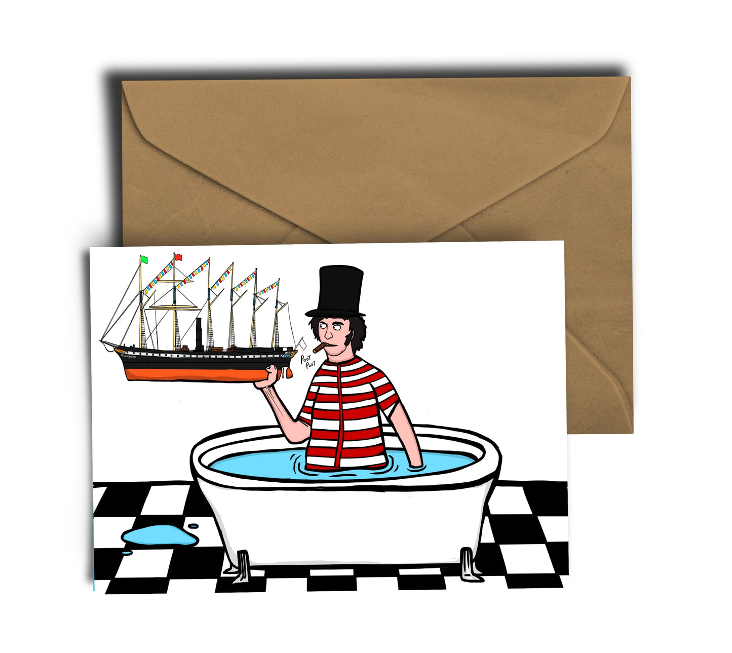 Greetings Card A6 Greeting Card Brunel in Bath Greetings Card homeware shops bristol gift shops bristol Dixon Does Doodles