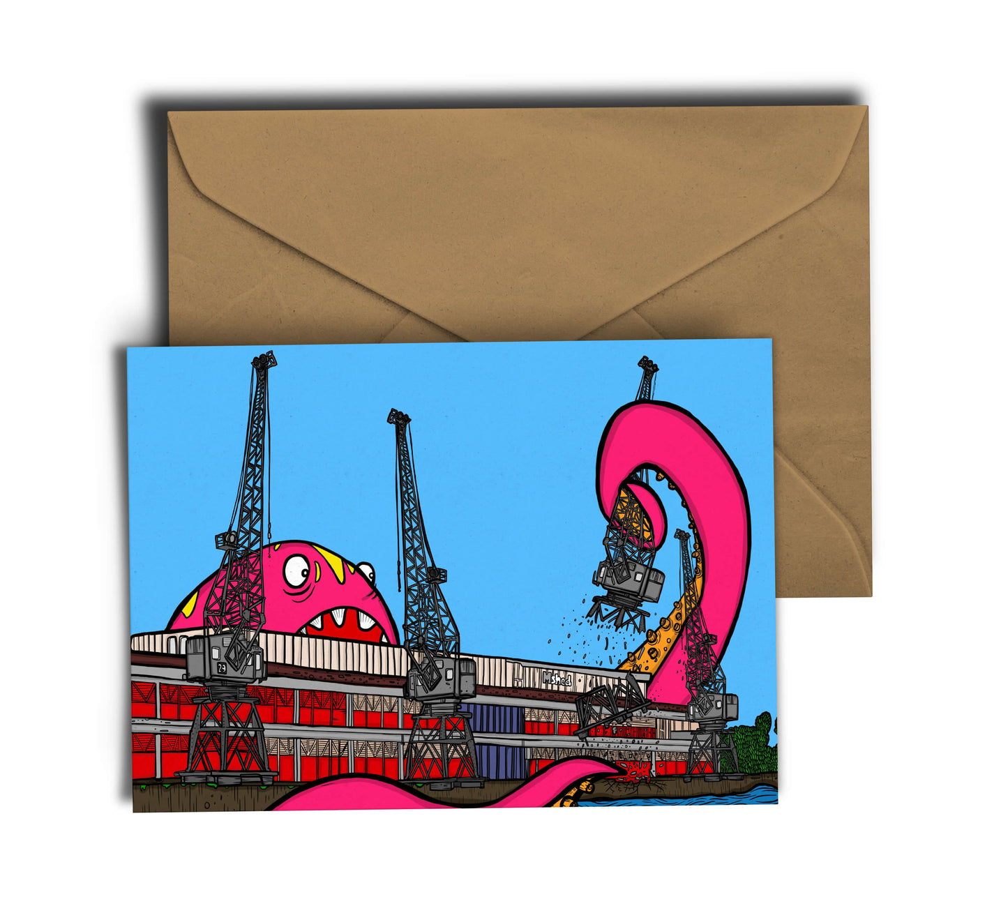Greetings Card A6 Greeting Card Monster Vs Bristol Mshed Greetings Card homeware shops bristol gift shops bristol Dixon Does Doodles