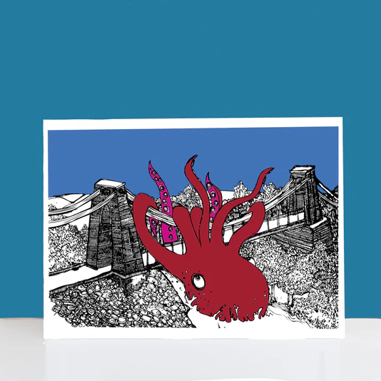 Prints A4 Print Octopus Vs Bristol's Clifton Suspension Bridge Print homeware shops bristol gift shops bristol Dixon Does Doodles
