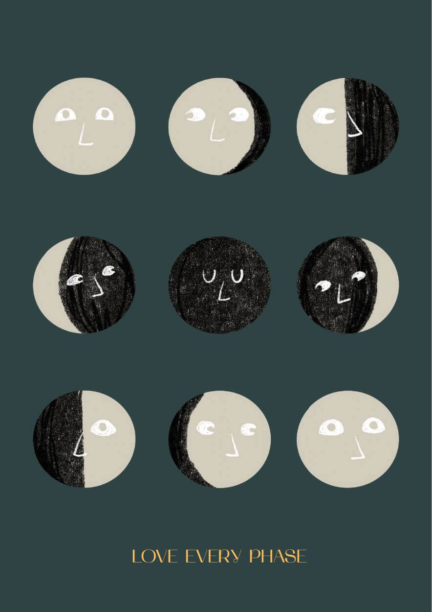 Greetings Card Moon Phases Greetings Card homeware shops bristol gift shops bristol Do It Later Illustration