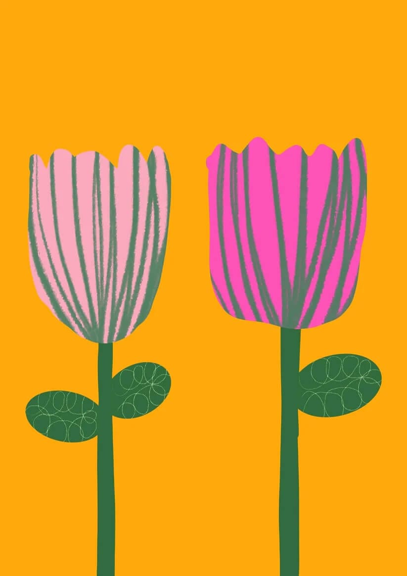 Prints Pink Flowers Giclee Print - various sizes homeware shops bristol gift shops bristol Do It Later Illustration