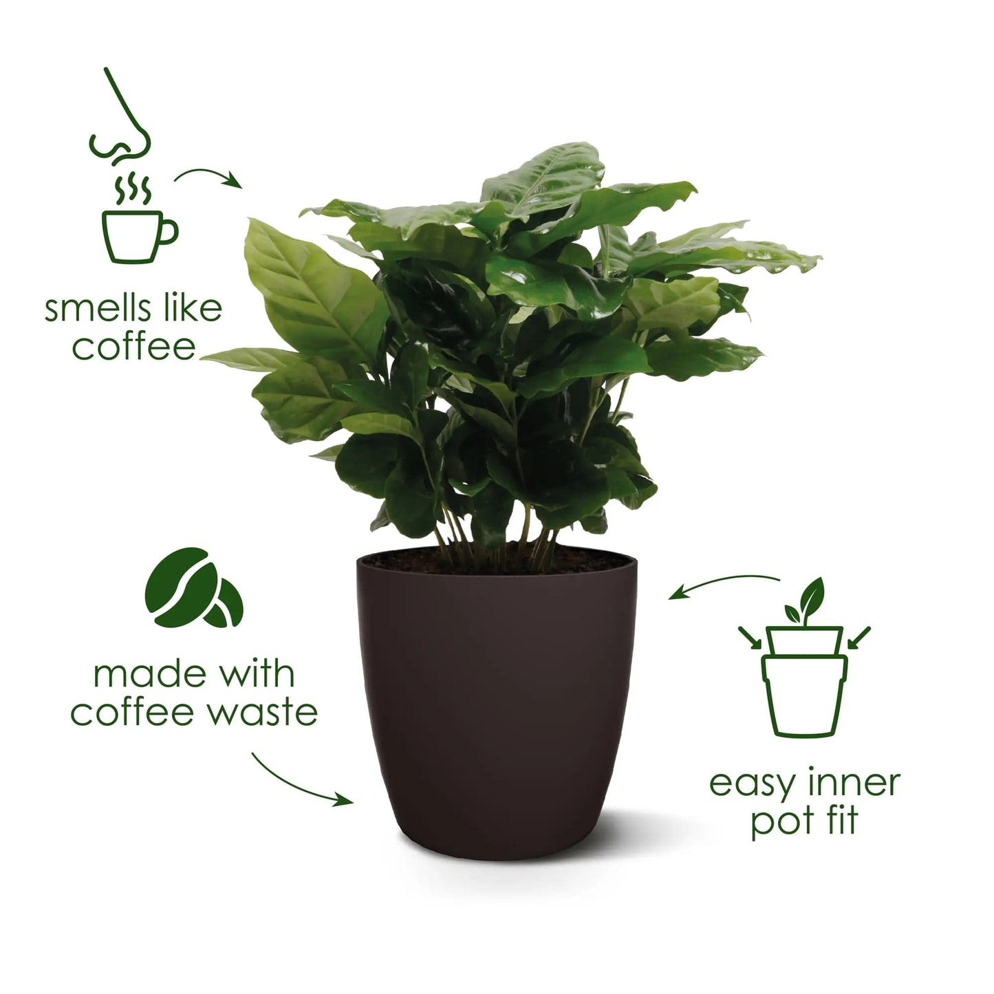 Recycled Plastic Plant Pot - The Coffee Collection - Four Sizes homeware shops bristol gift shops bristol Elho