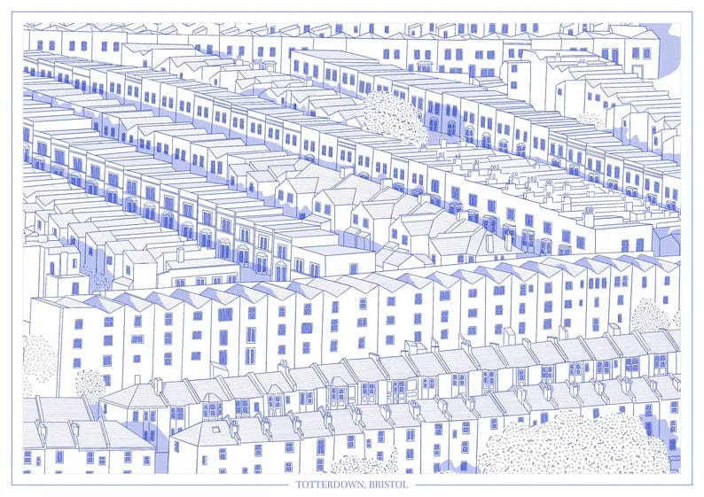 Print Blue Holy Nativity, Totterdown Print - A4 (various colours) homeware shops bristol gift shops bristol Ellie Rowe Design