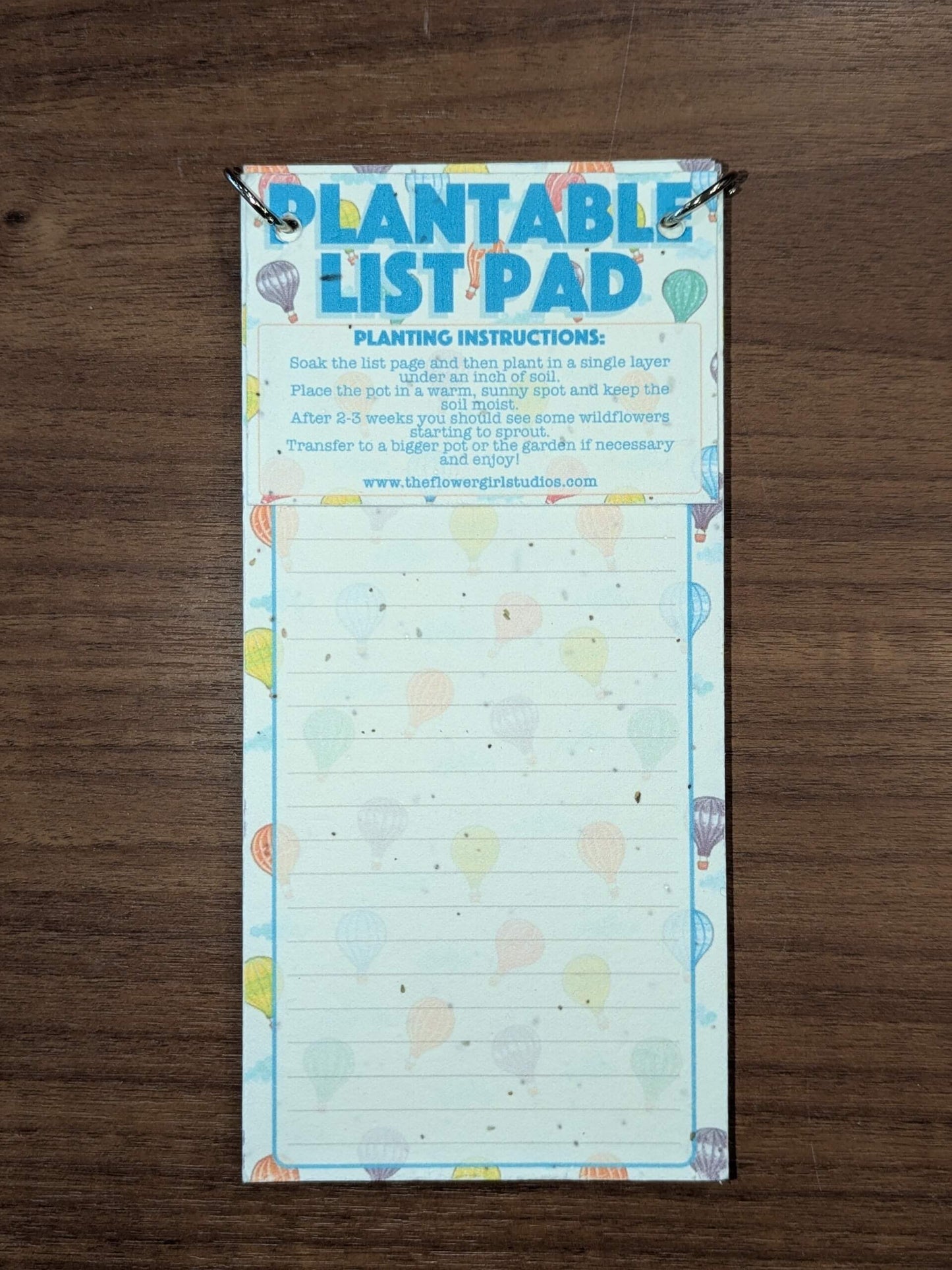 Notebook Plantable List Pad - Hot Air Balloon Pattern homeware shops bristol gift shops bristol Flower Girl Studios