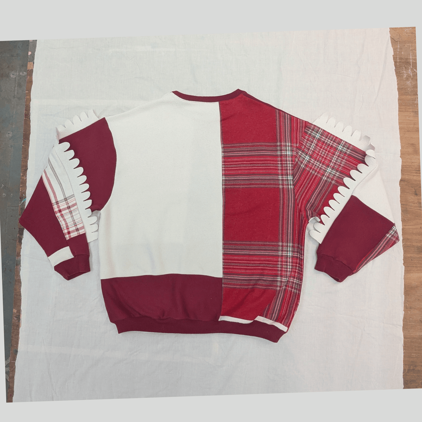 Rework Sweatshirt Large Sustainable Rework Sweatshirt - Maroon & White Mix homeware shops bristol gift shops bristol Fruit Salad
