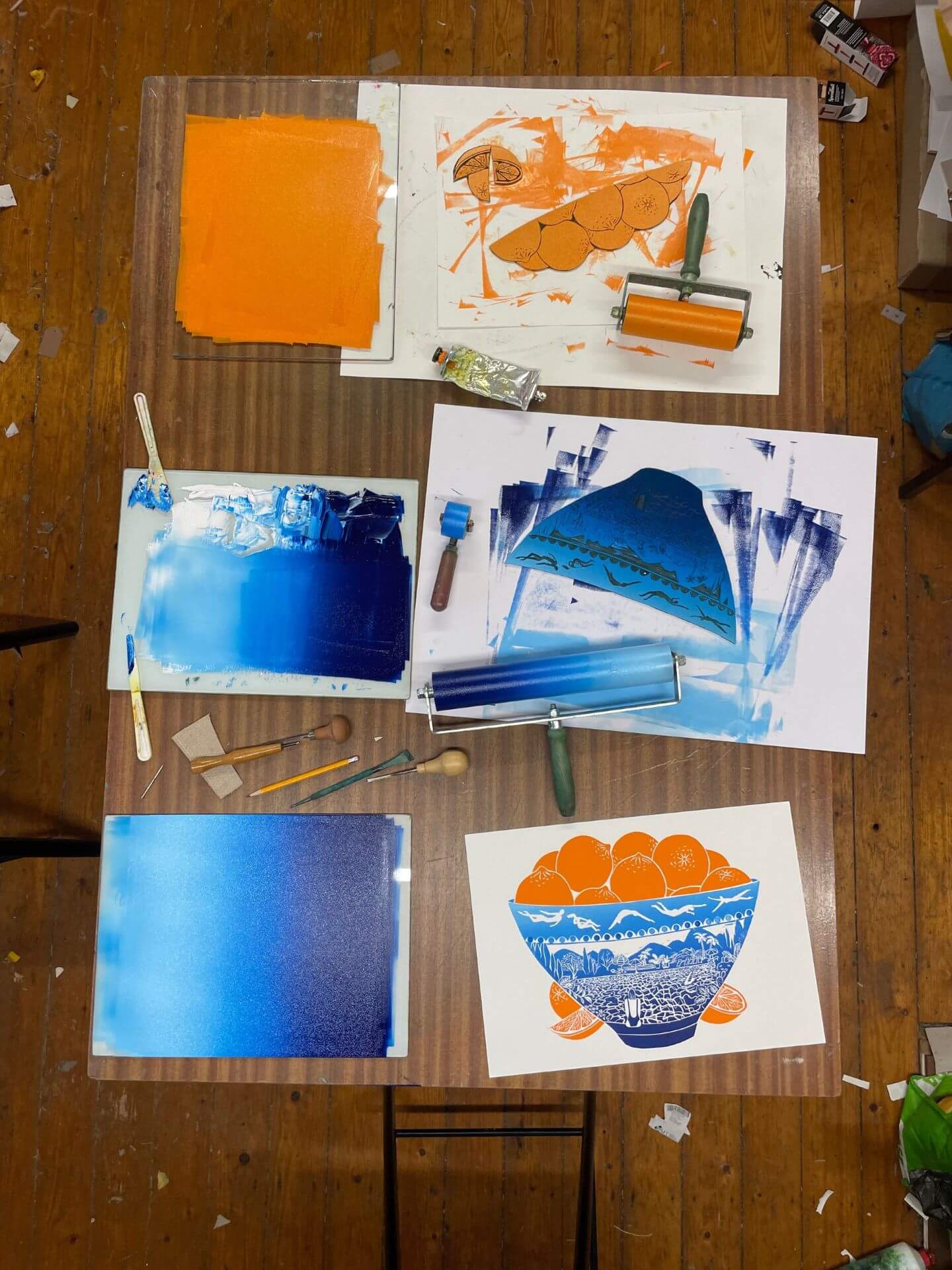 Framed Artwork Swimmers Bowl A3 Original Lino Print (signed by the artist) homeware shops bristol gift shops bristol Harriet Popham