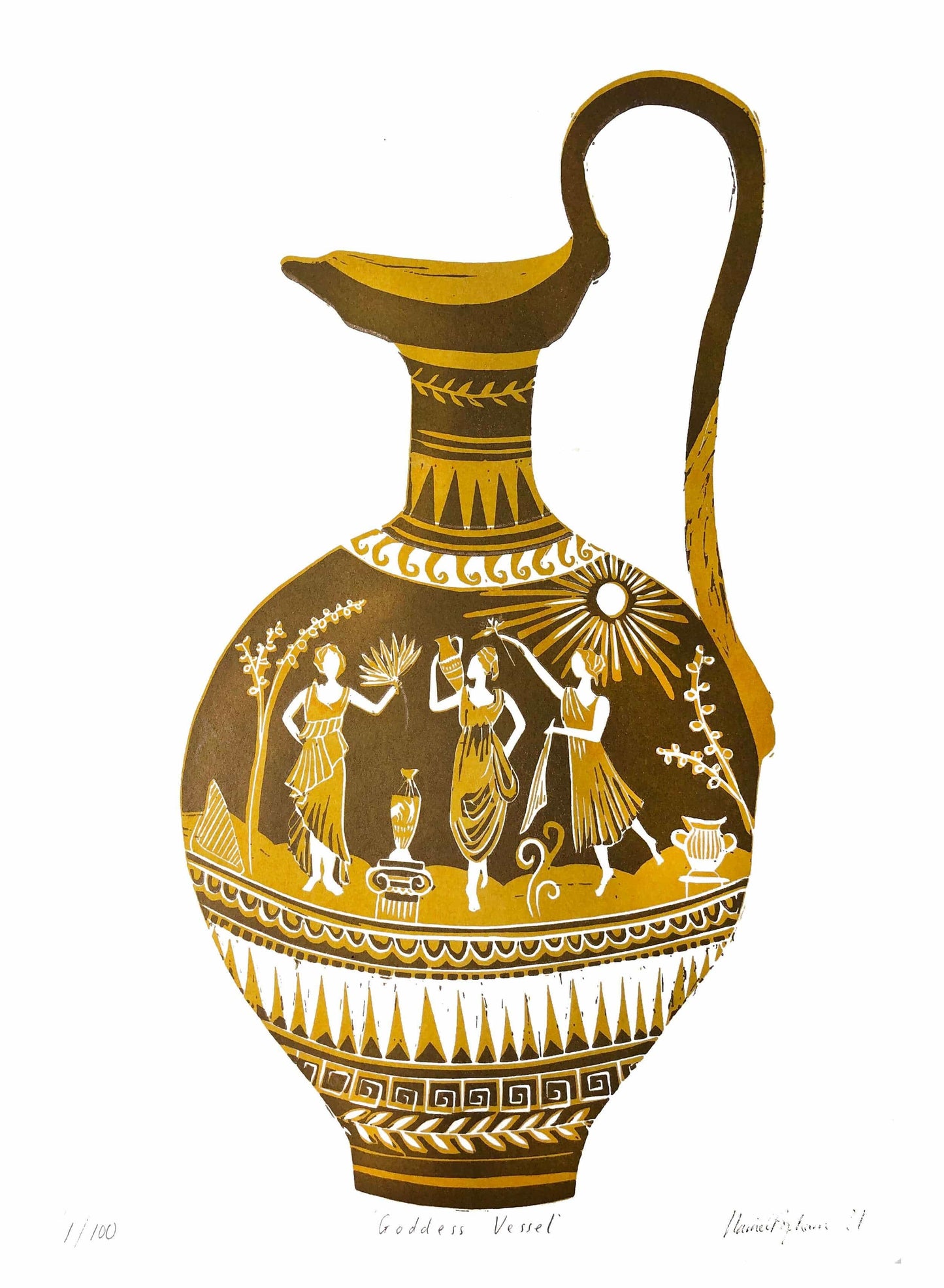 Prints Gold Goddess Vessel - A3 Limited Edition Risograph Print (Various Versions) homeware shops bristol gift shops bristol Harriet Popham