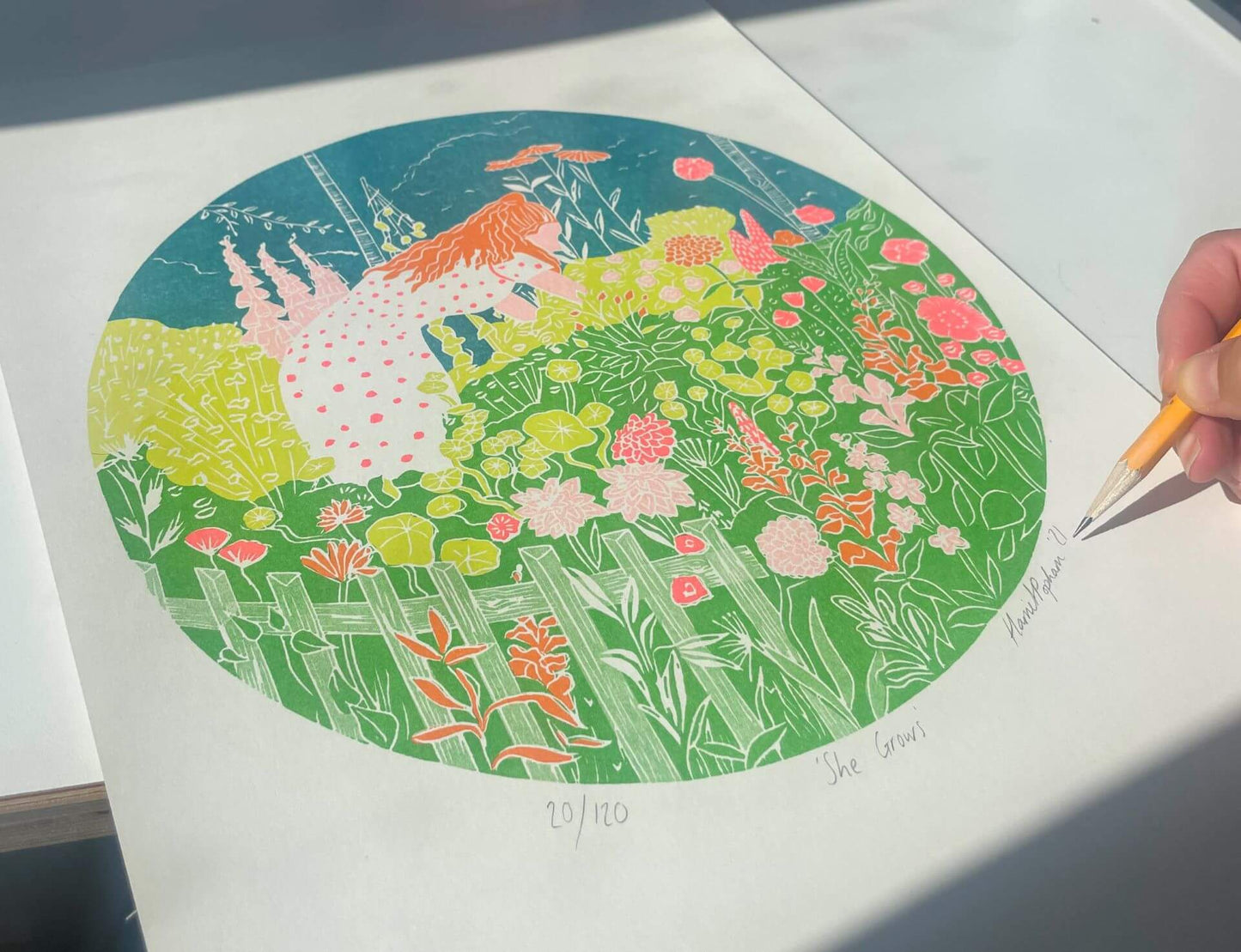 'She Grows' A3 Risograph Print (Framed) homeware shops bristol gift shops bristol Harriet Popham