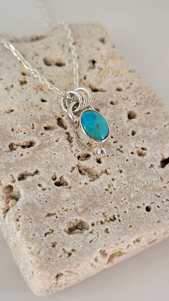 Silver Necklace ‘Oval Turquoise’ - Silver Necklace homeware shops bristol gift shops bristol Honey Coast Studio