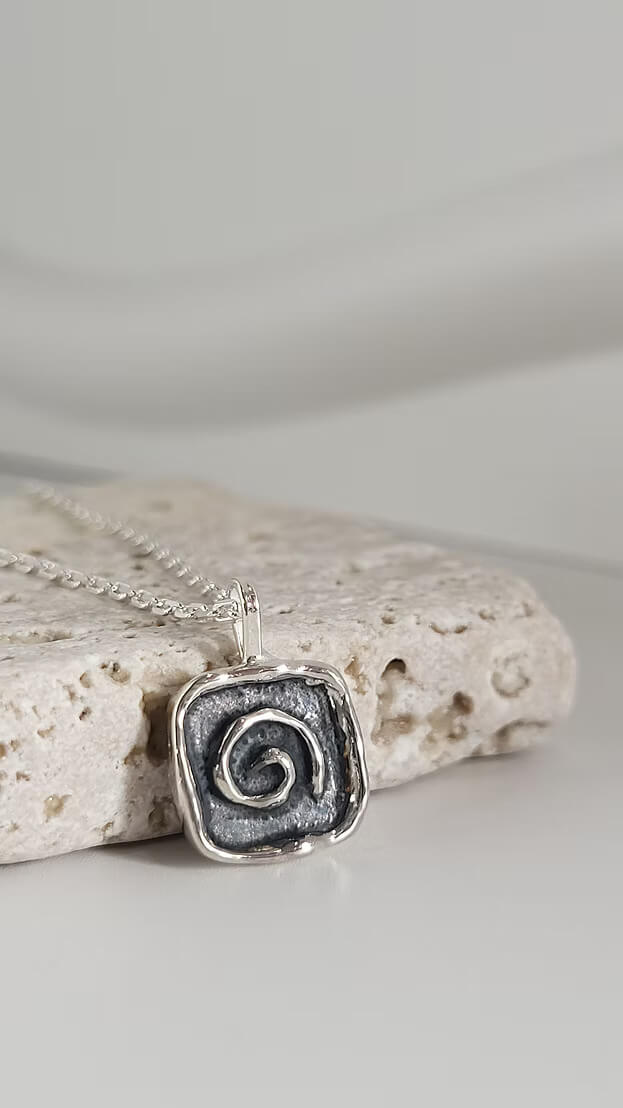 Silver Necklace 'Swirl Amulet Necklace'- Silver Necklace homeware shops bristol gift shops bristol Honey Coast Studio