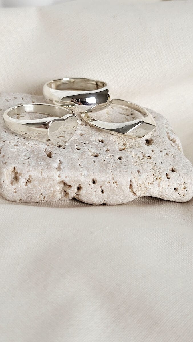 Silver Ring Polished - O 1/2 ‘Heart Signet Ring’ - Silver Ring (various sizes) homeware shops bristol gift shops bristol Honey Coast Studio
