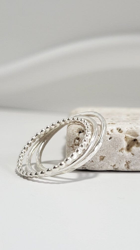 Silver Ring T 1/2 ‘3 Piece Stacking Ring Set’ - Silver Ring (various sizes) homeware shops bristol gift shops bristol Honey Coast Studio