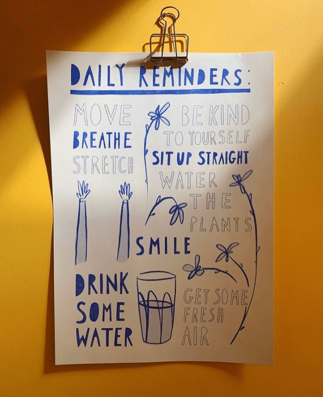 Print Daily Reminders A3 Risograph homeware shops bristol gift shops bristol Jemima Ruby