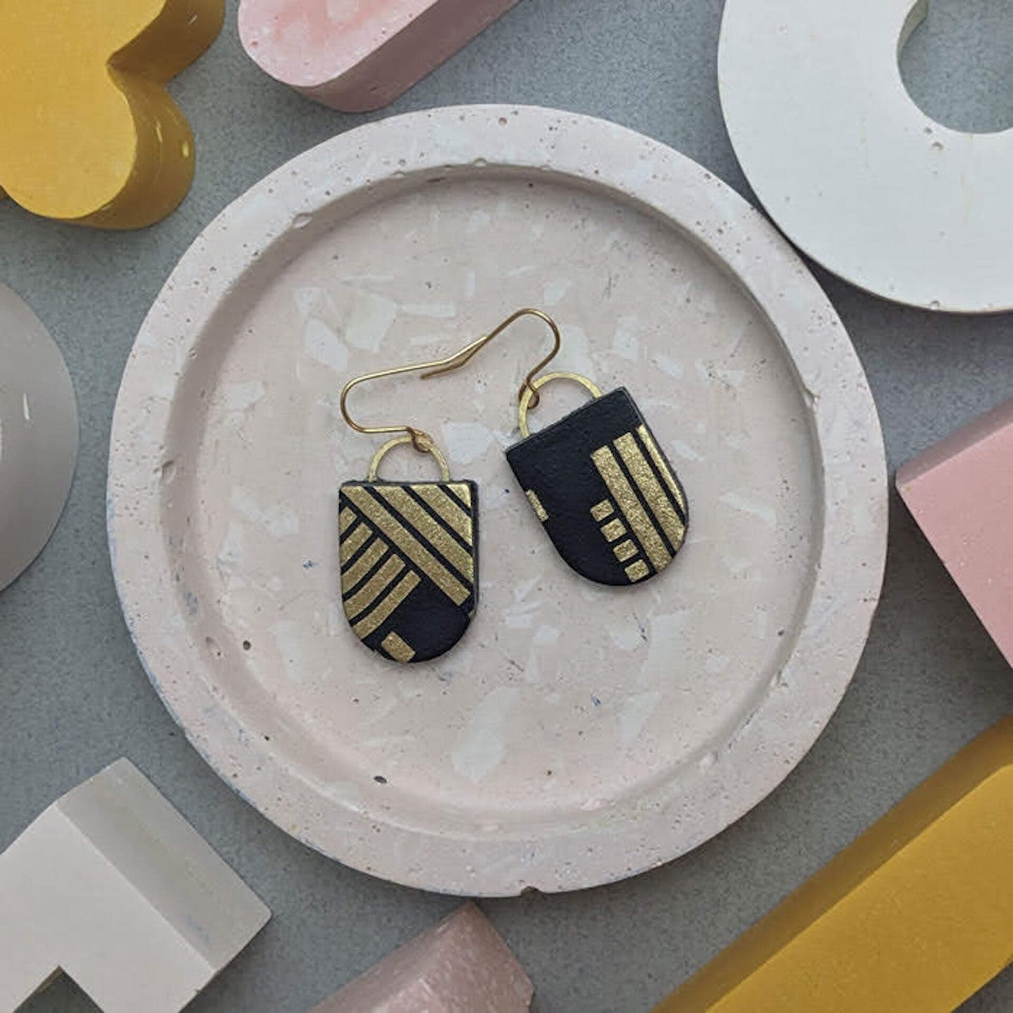 Earrings Black/Gold Recycled Leather Earrings - Tab Long homeware shops bristol gift shops bristol Kay Morgan