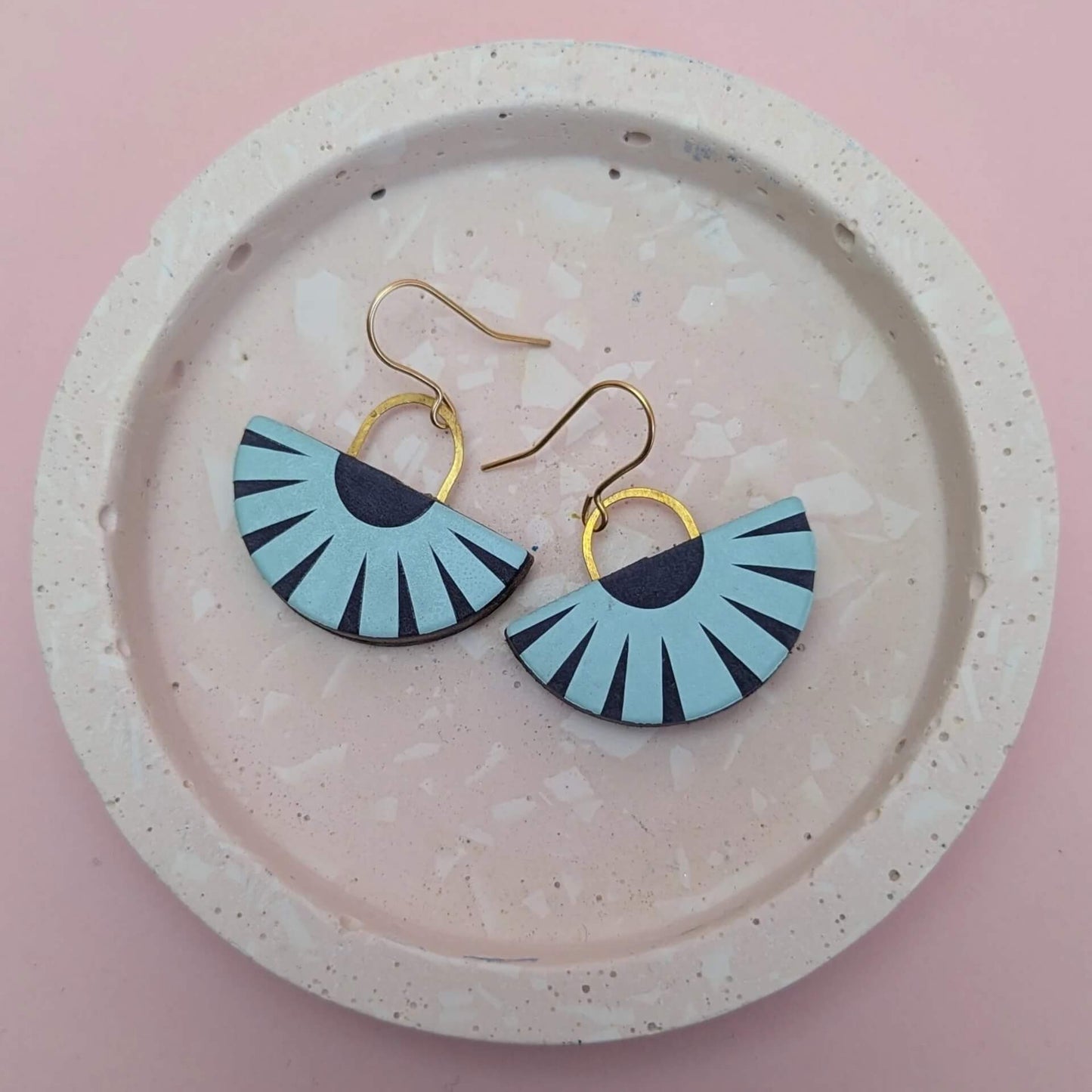 Earrings Pale Blue/Blue Recycled Leather Earrings - Drop Fan (Various Colours) homeware shops bristol gift shops bristol Kay Morgan