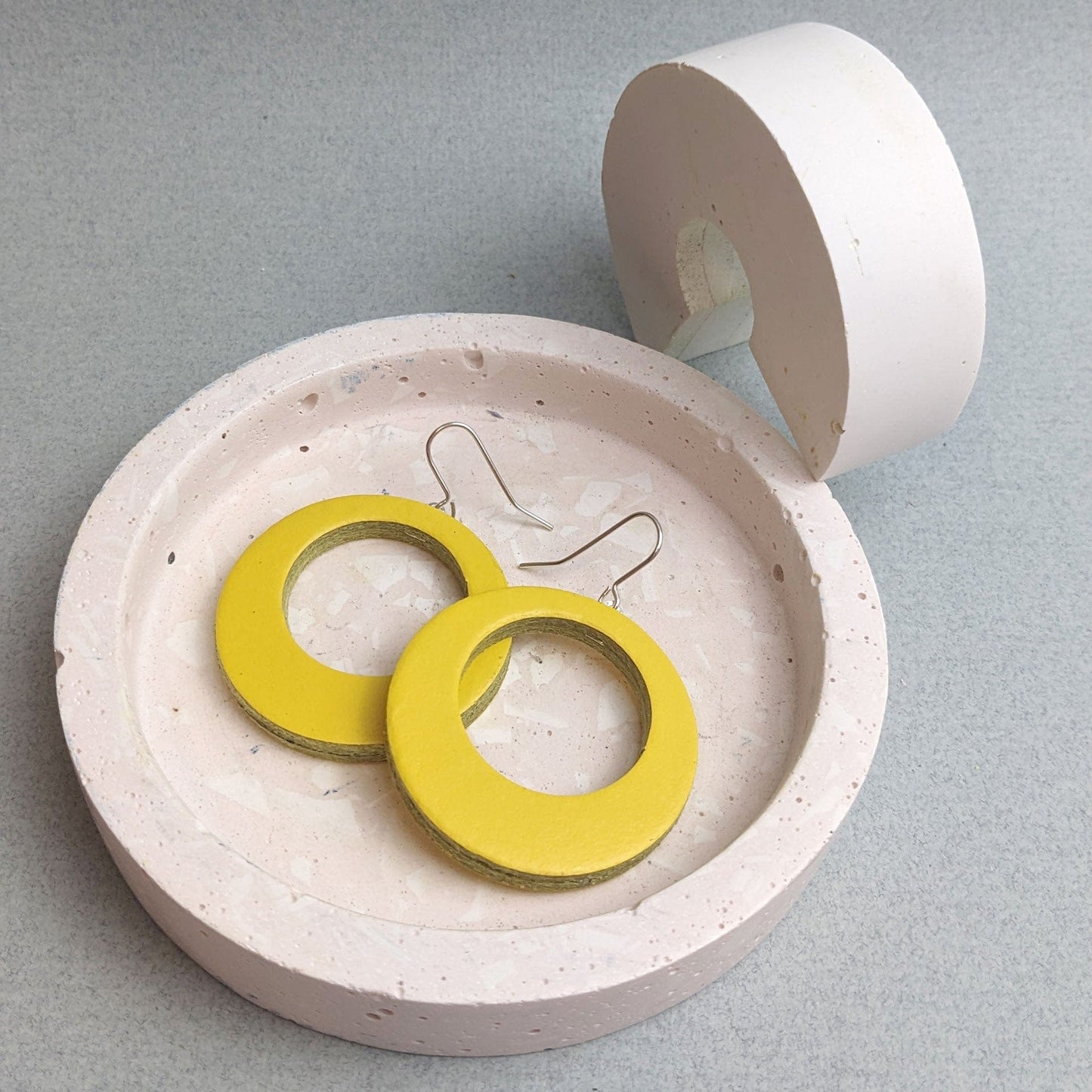 Earrings Bright Yellow Recycled Leather Earrings - Medium Hoops (various colours) homeware shops bristol gift shops bristol Kay Morgan