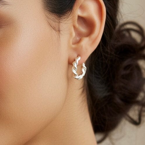 Recycled Silver Twisted Half Hoops homeware shops bristol gift shops bristol MitsyMay