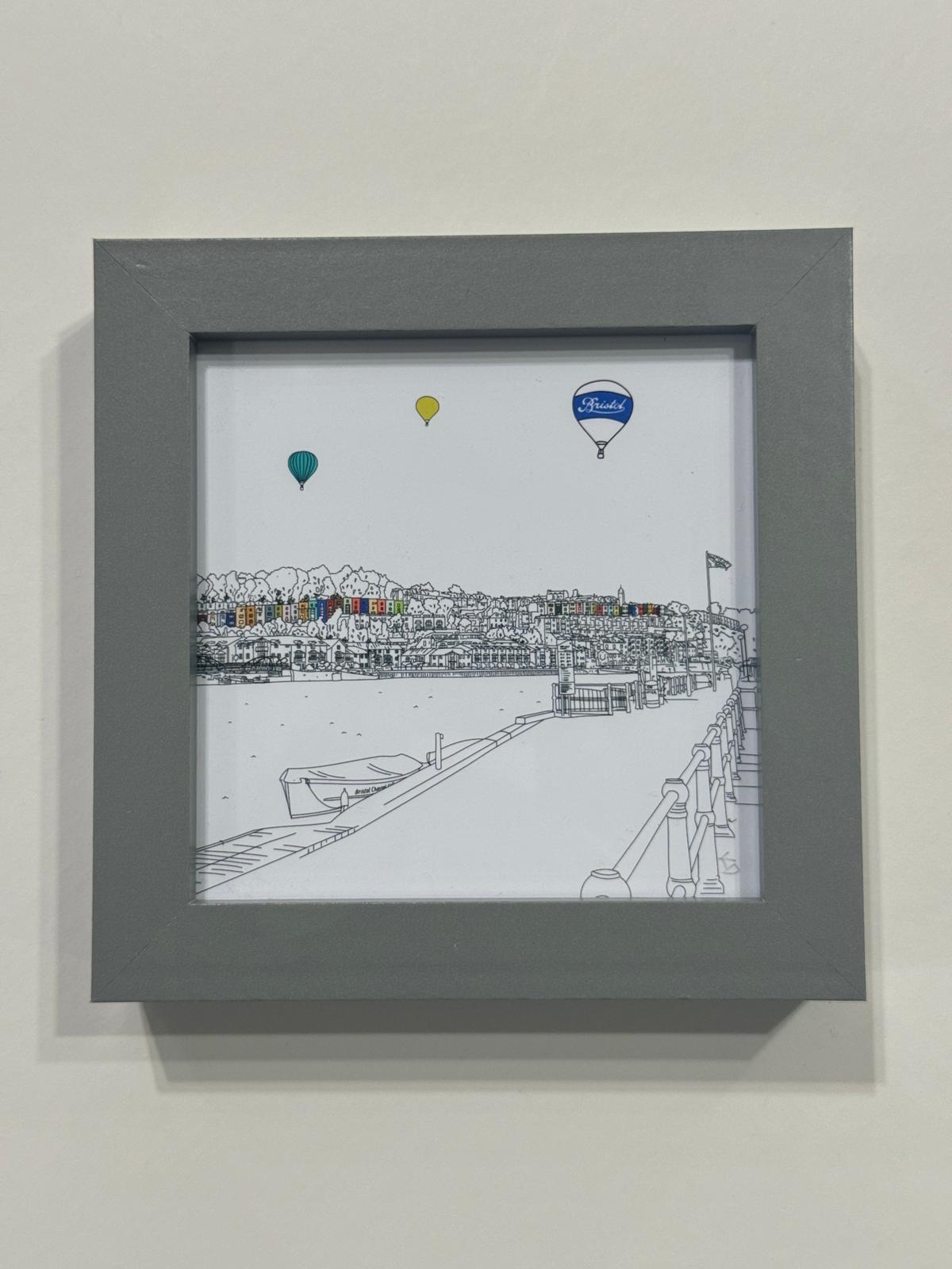 Print 10 x 10 cm Grey Frame Harbourside Giclee Print (various sizes) homeware shops bristol gift shops bristol Mustard Cuts