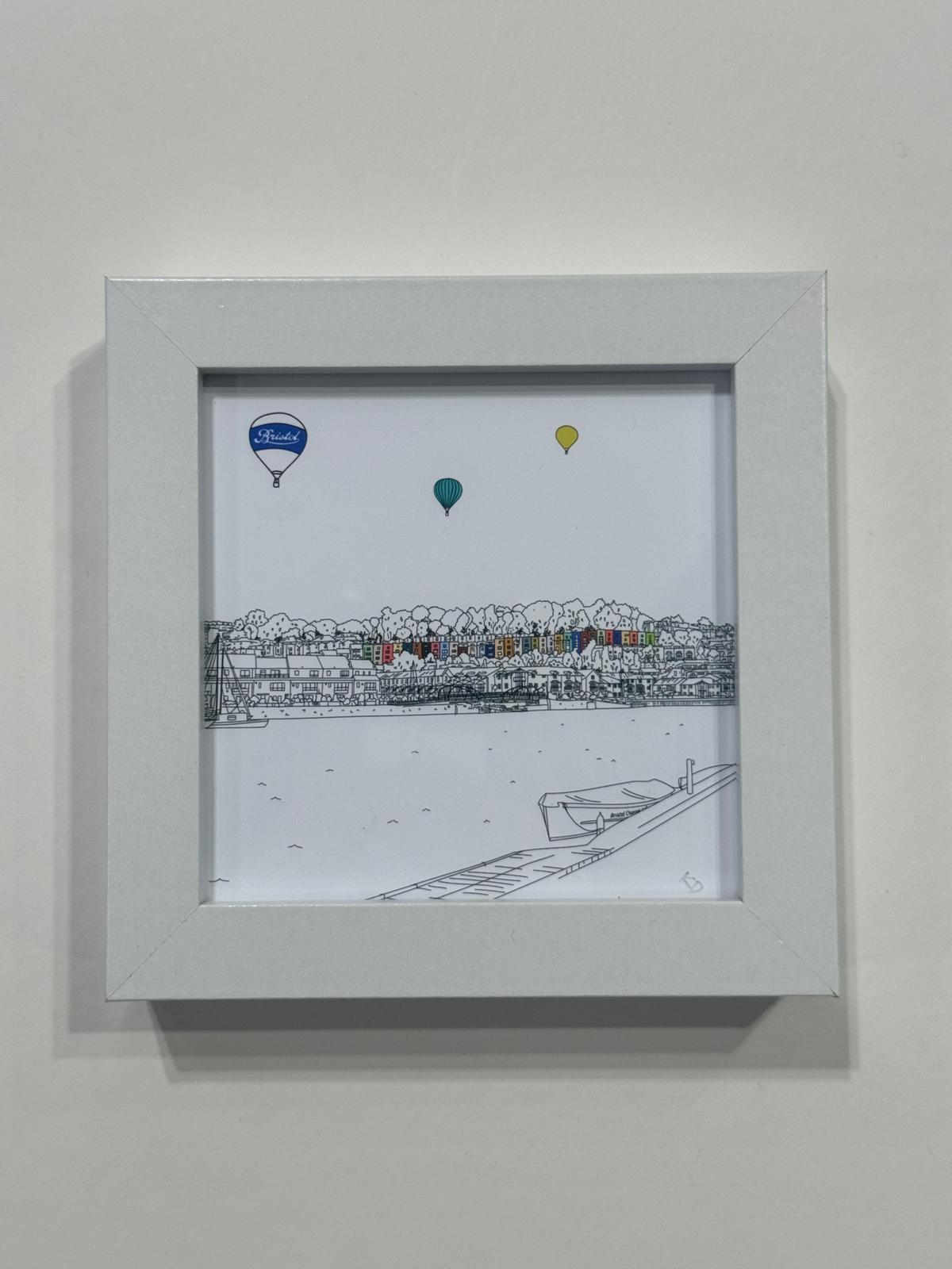 Print 10 x 10 cm White Frame Harbourside Giclee Print (various sizes) homeware shops bristol gift shops bristol Mustard Cuts
