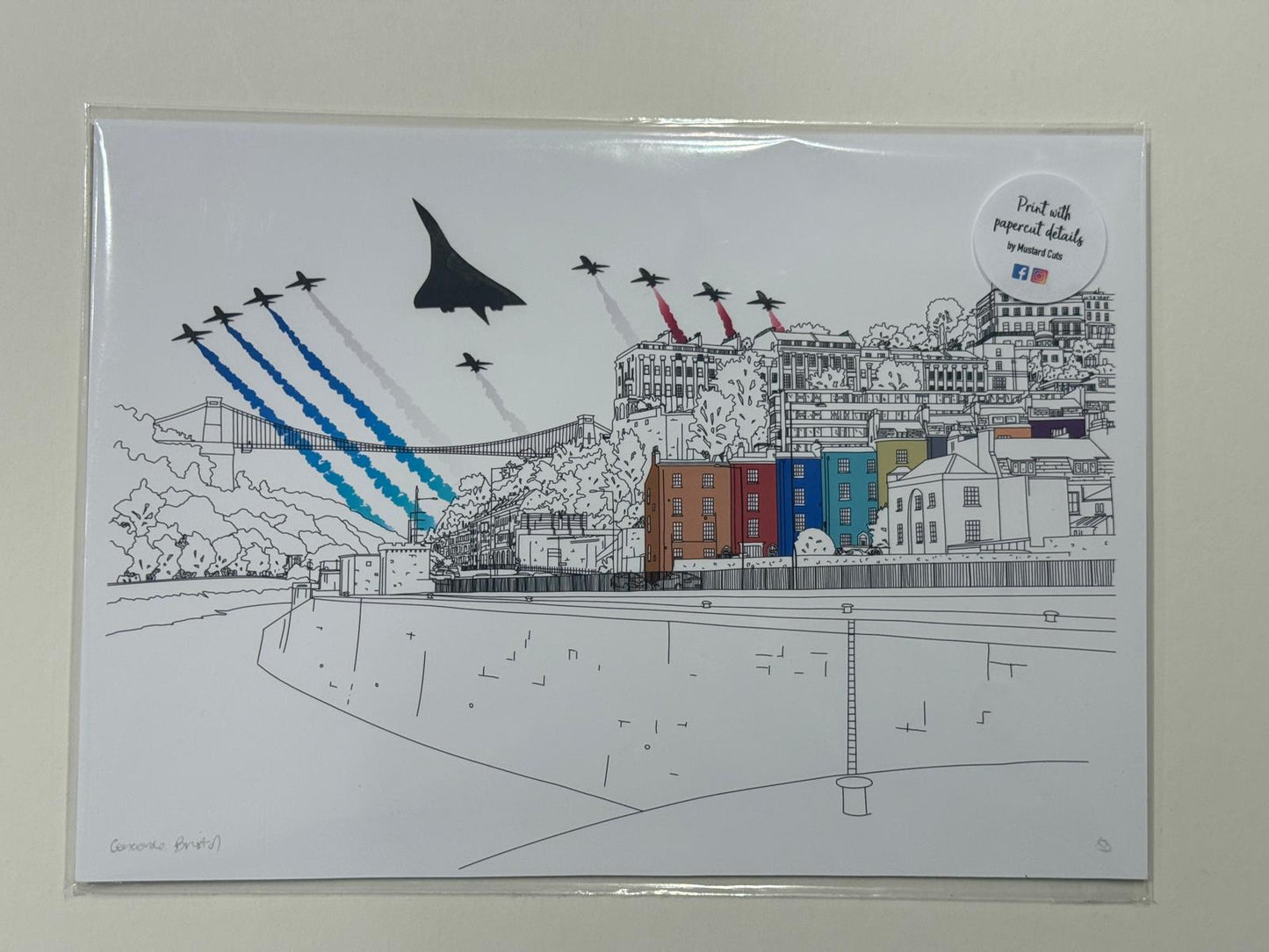 Print A4 Concorde & Suspension Bridge Giclee Print (various sizes) homeware shops bristol gift shops bristol Mustard Cuts