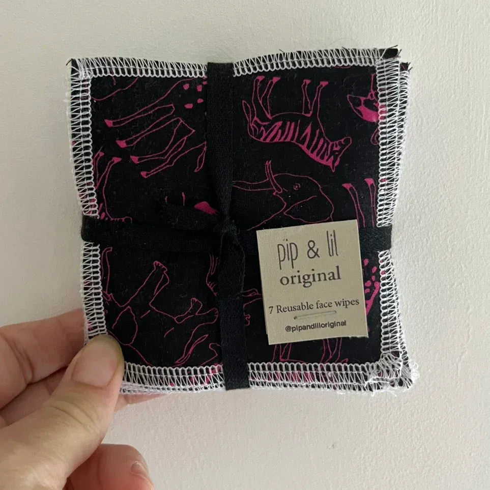 Face Wipes Face Wipes (pack of 7) - Neon Safari Jungle Reusable Face Wipes - various designs homeware shops bristol gift shops bristol Pip & Lil