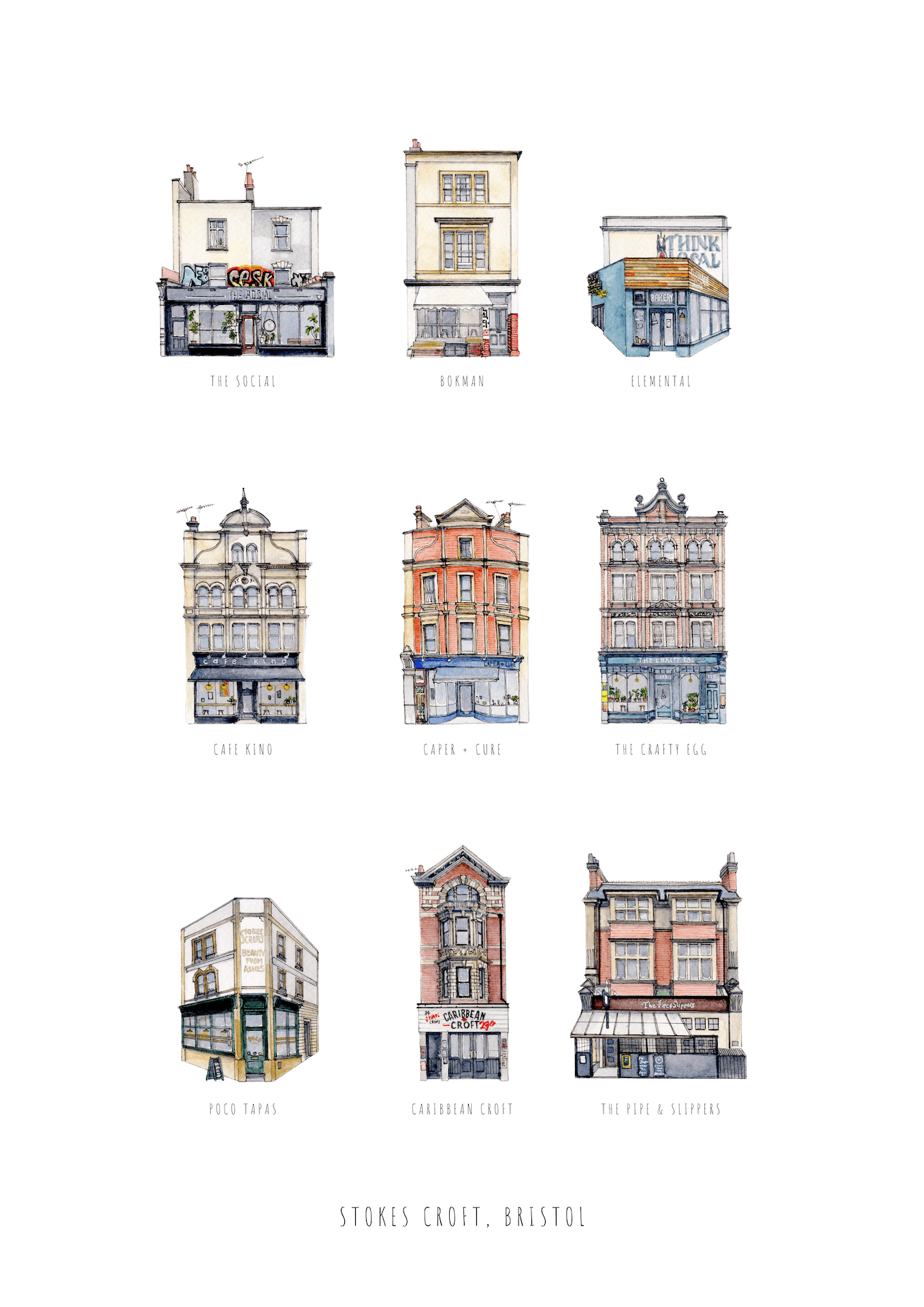 Print Stokes Croft Fine Art Print Bristol Fine Art Print - A4 (various designs) homeware shops bristol gift shops bristol Poppy Victoria May Art