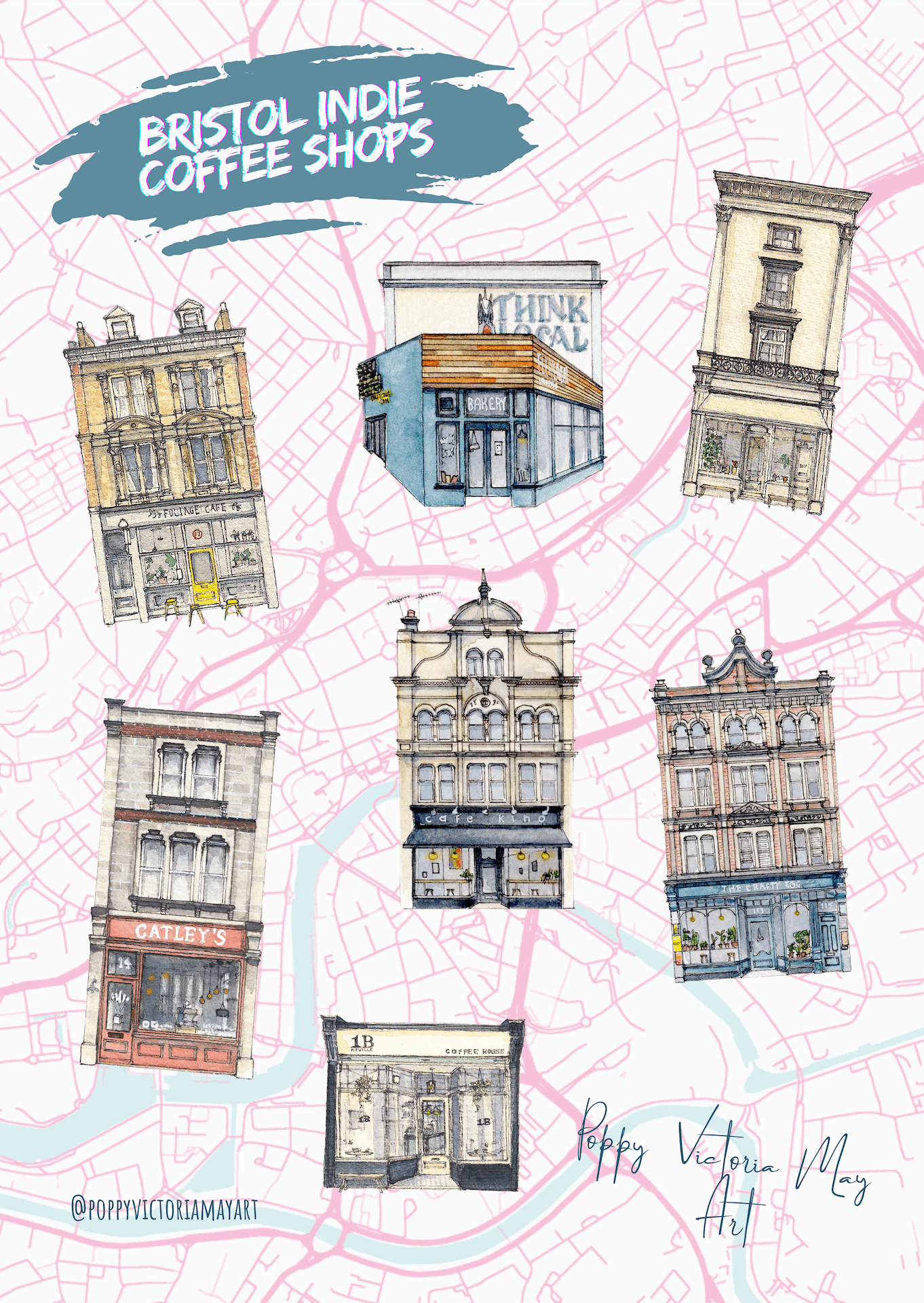 Sticker Sheet Bristol Indie Coffee Shops Sticker Sheet homeware shops bristol gift shops bristol Poppy Victoria May Art