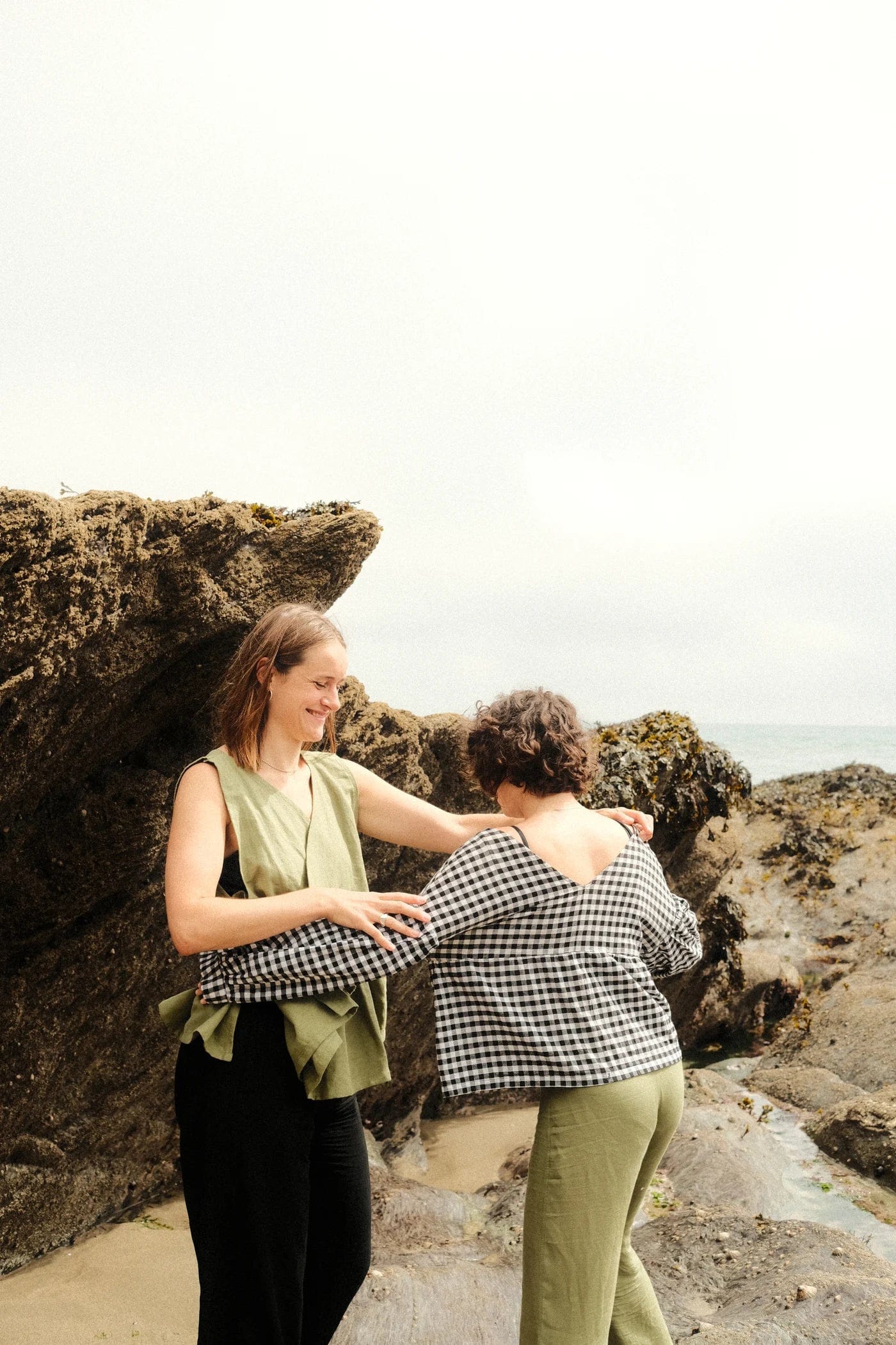 Tops Drop Sleeve Blouse - Gingham Cotton homeware shops bristol gift shops bristol Amber Brown Clothing