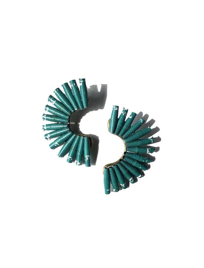 Earrings Green Recycled Paper Fan Earrings (Various Colours) homeware shops bristol gift shops bristol Quazi Design