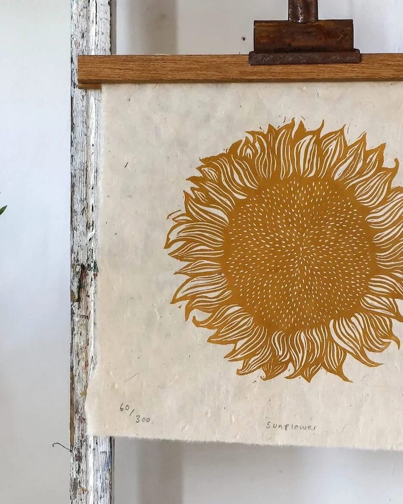 'Sunflower' Lino Cut Print