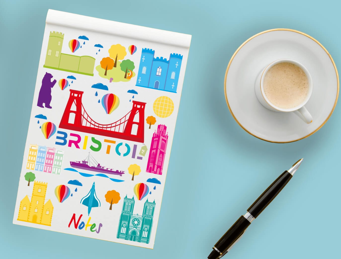 Bristol Notebook Bristol Landmarks - A6 Notepad homeware shops bristol gift shops bristol Sunny Luna