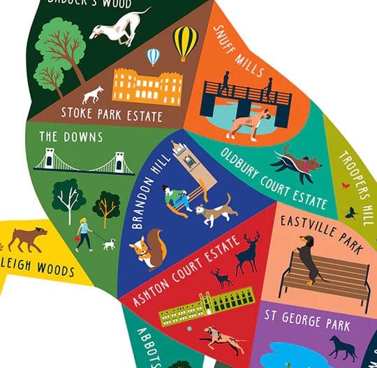 Poster A3 Bristol Dog Walks | Poster homeware shops bristol gift shops bristol Susan Taylor Design