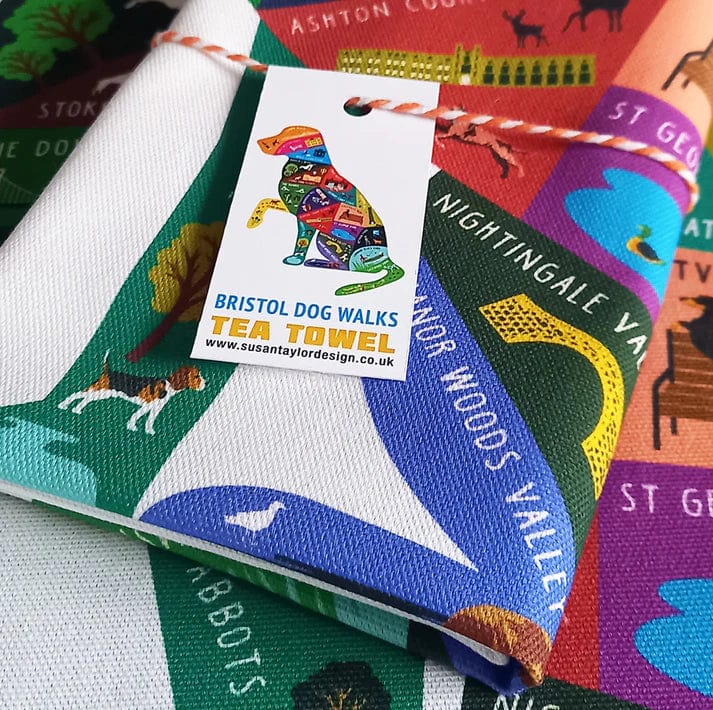 Tea Towel Bristol Dog Walks | Tea Towel homeware shops bristol gift shops bristol Susan Taylor Design