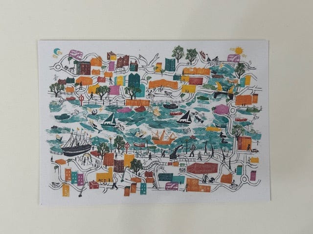 Postcard The Little Harbour Mermaid, Postcard Postcards of Bristol Scenes (various designs) homeware shops bristol gift shops bristol Victoria Wilmott