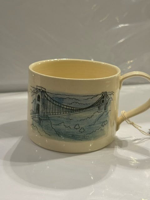 Ceramics Illustration with Blue Wash Glaze Bristol Clifton Suspension Bridge - DRAWN Side View - Ceramic Mug (various options) homeware shops bristol gift shops bristol Wendy Calder Ceramics