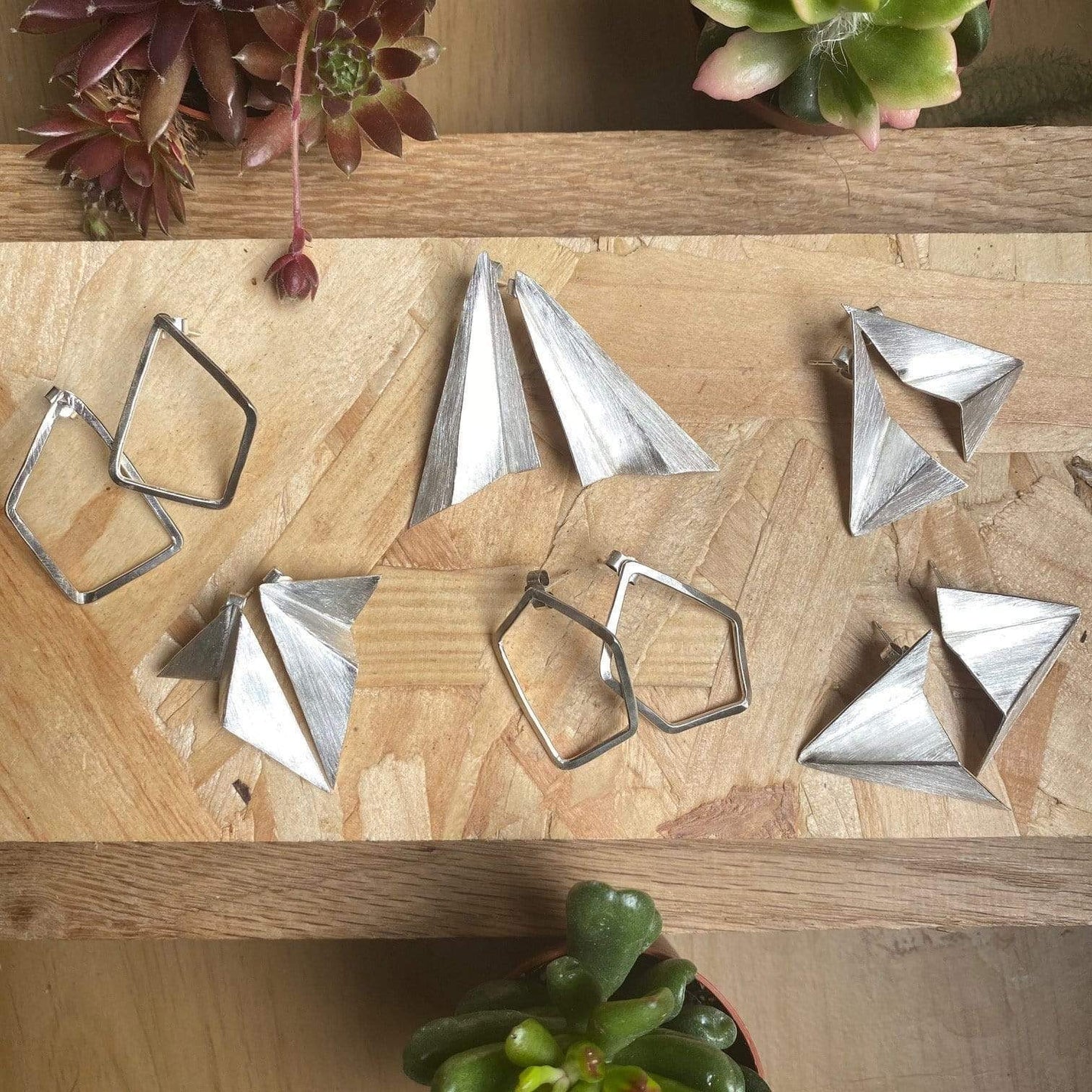 Earrings Penta Geo Studs - Eco Silver homeware shops bristol gift shops bristol Ange B Designs