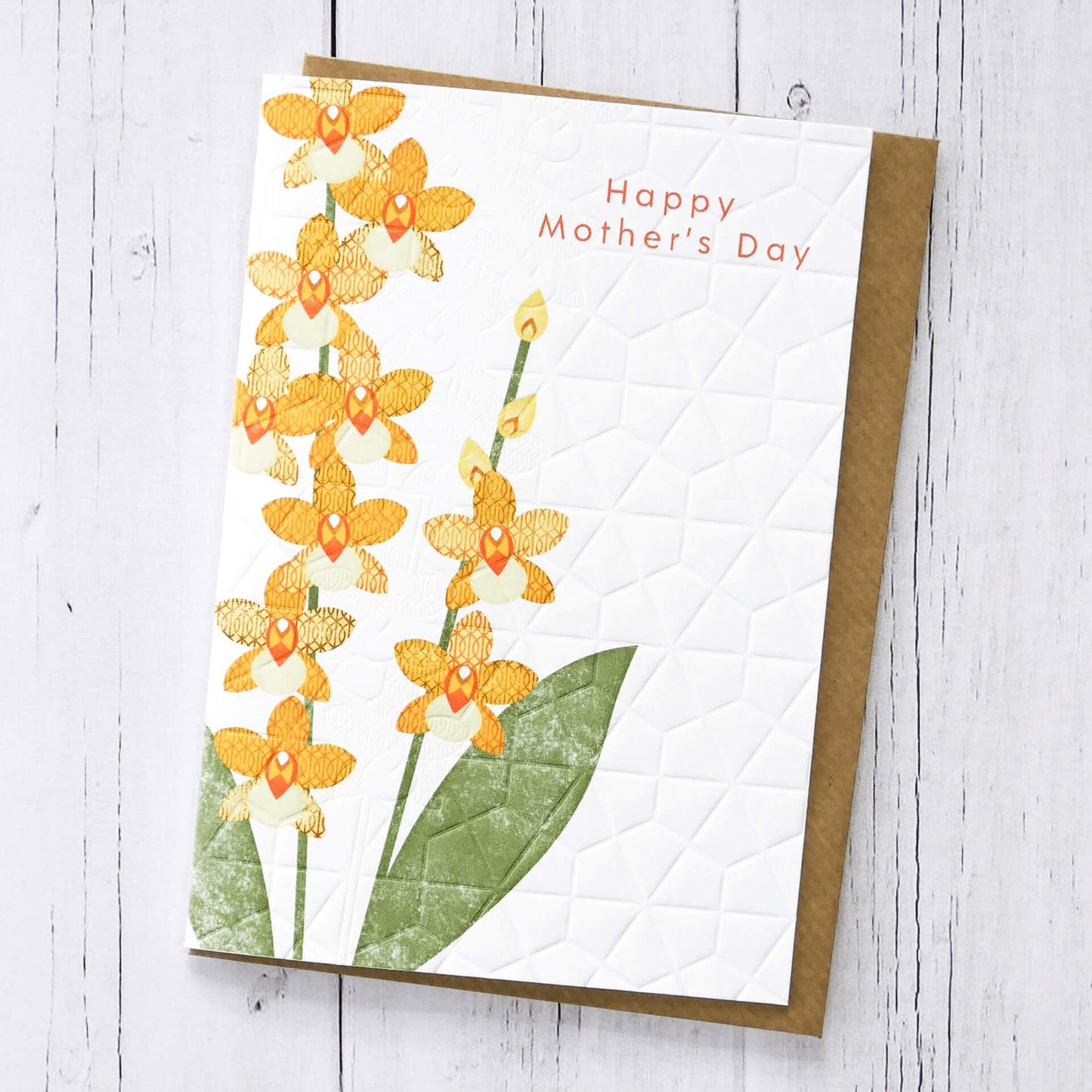 Greetings Card Happy Mothers Day (Embossed) - Yellow Flower Card homeware shops bristol gift shops bristol Ash Leaf Printmaking