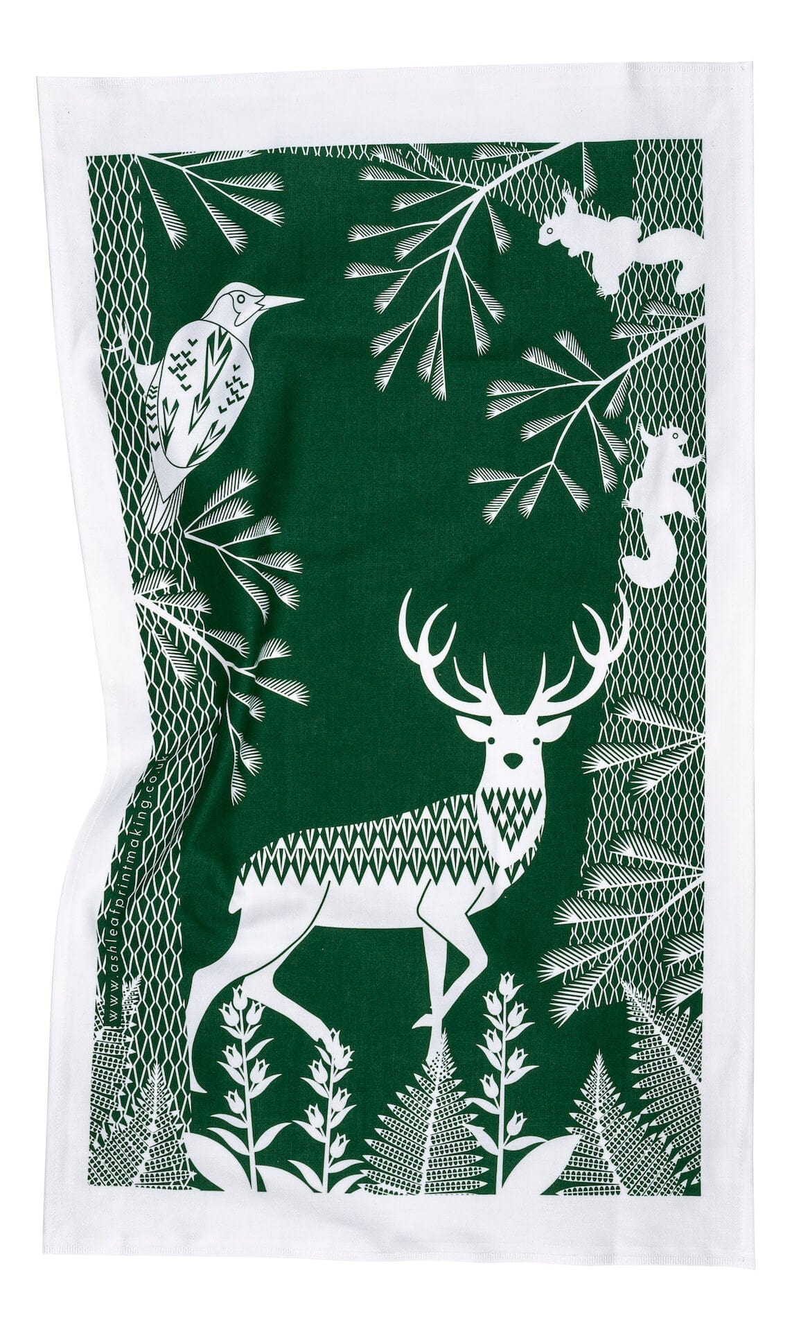 Tea Towel Stag Tea Towel in Green homeware shops bristol gift shops bristol Ash Leaf Printmaking